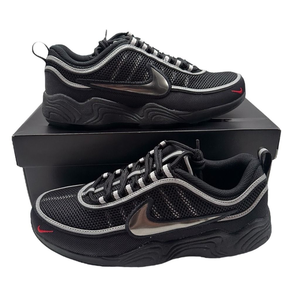 Nike Air Zoom Spiridon‎ SP Shoes Size Mens 8 Womens 9.5 Black/Metallic Silver